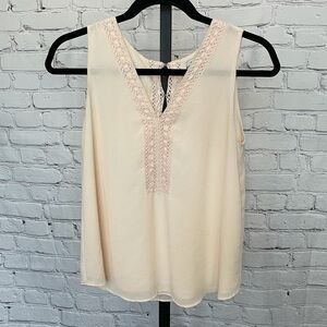 Naked Zebra Cream Sleeveless Blouse Crochet Detail
